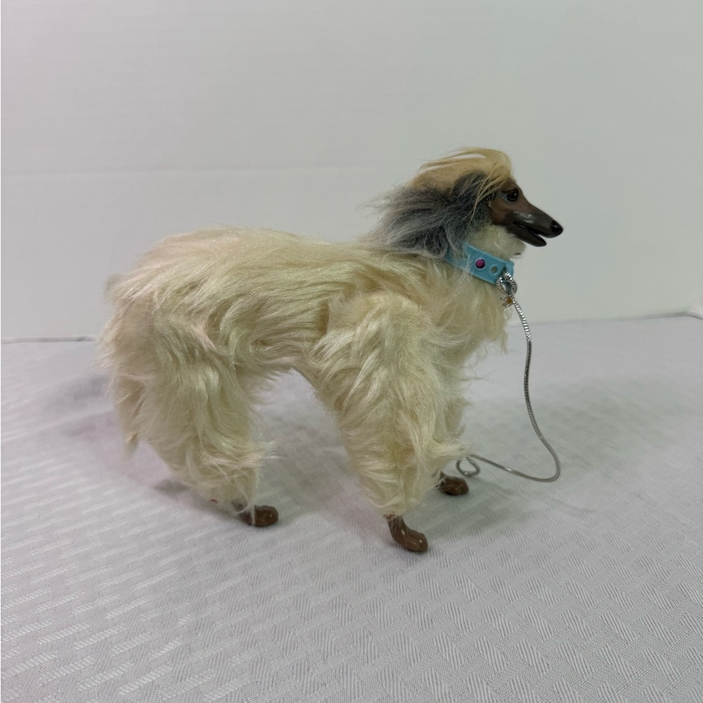 Vintage Barbie Afghan Hound Dog Figure with Collar & Leash – 7”